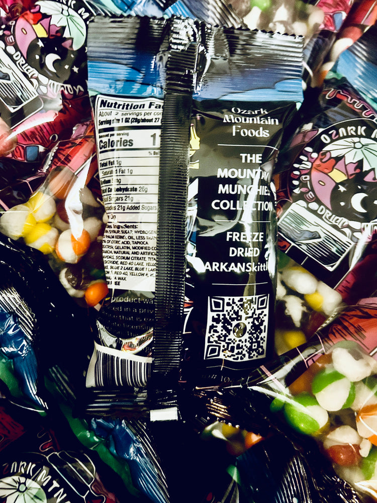 Back view of ARKANSkittles packaging, showcasing ingredients and product details.
